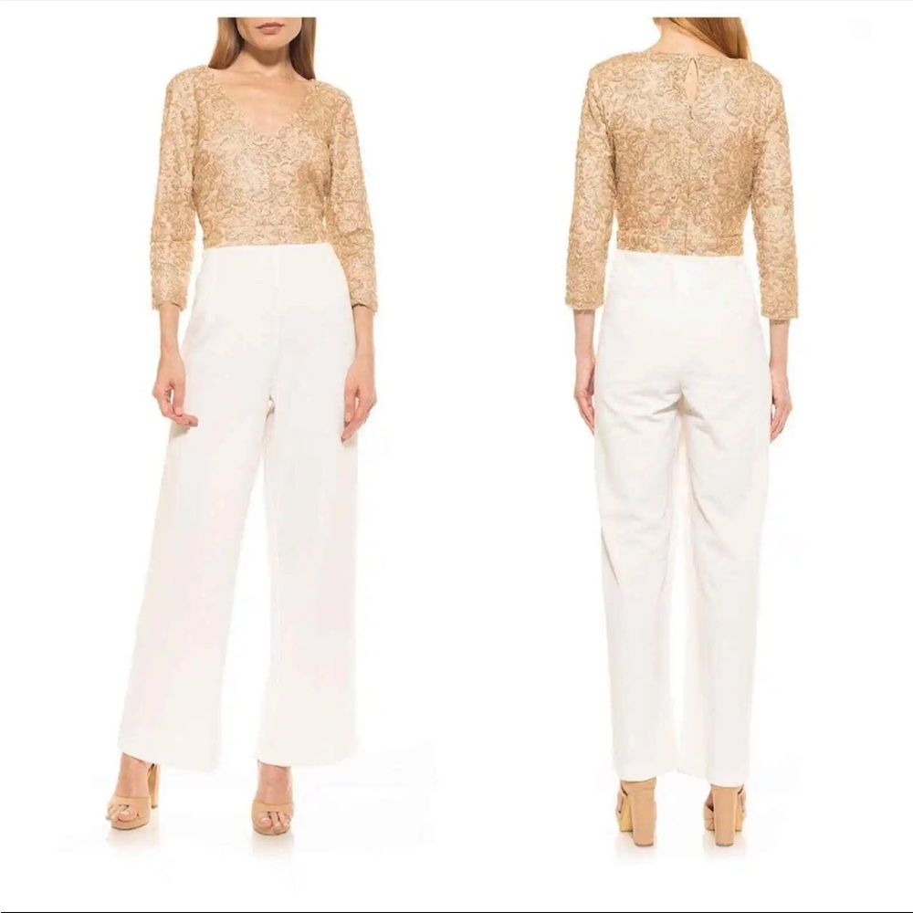 Alexia Admor Amber Jumpsuit White and Gold New With Tags Size 10 Evening Formal - Picture 8 of 8